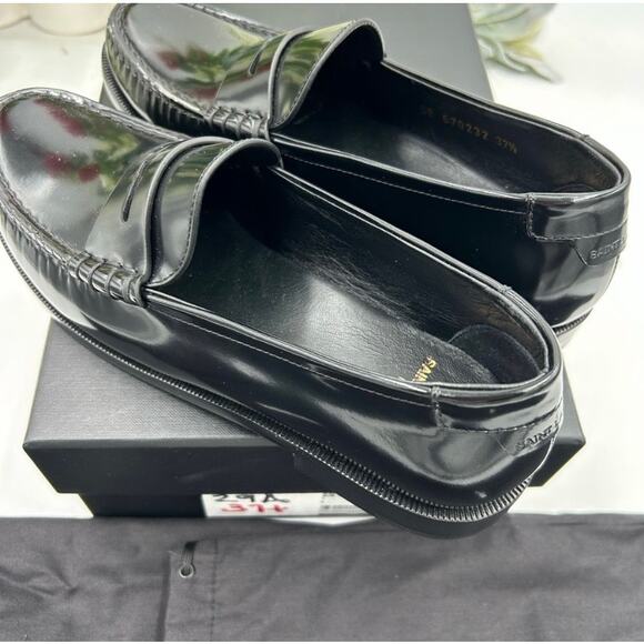 Women's Saint Laurent leather penny loafers size 37.5 made in Italy - Picture 9 of 13